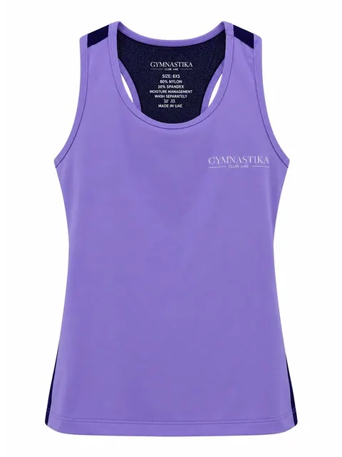 Racer Tank — Lilac & Navy · Front