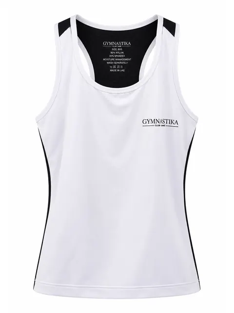 Racer Tank — White & Black · Front